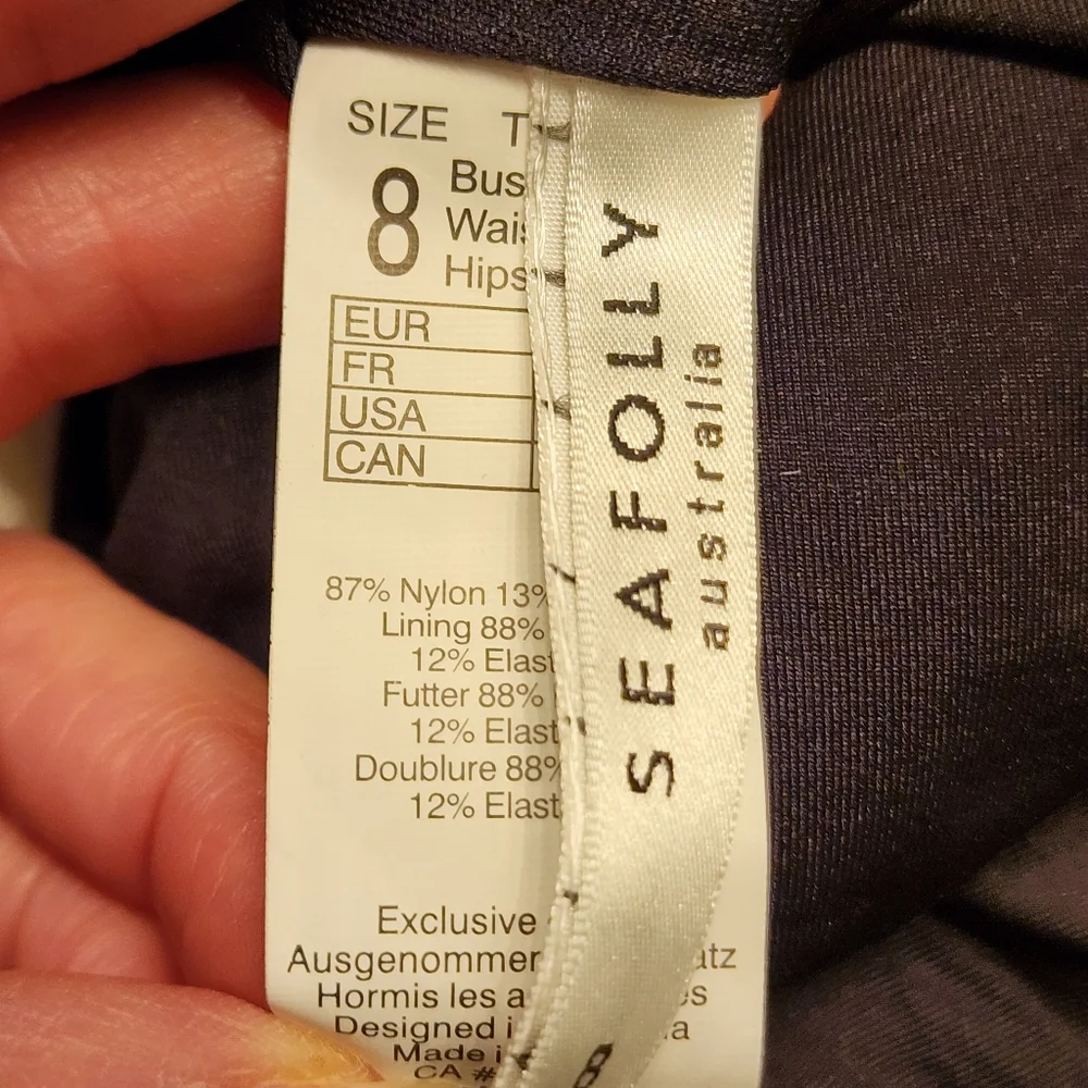 Seafolly Active One Shoulder Maillot One-Piece Swimsuit Black US Size 4
